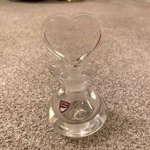 Orrefors Sweden Heavy Lead Crystal Perfume Decanter with Heart-Shaped Stopper